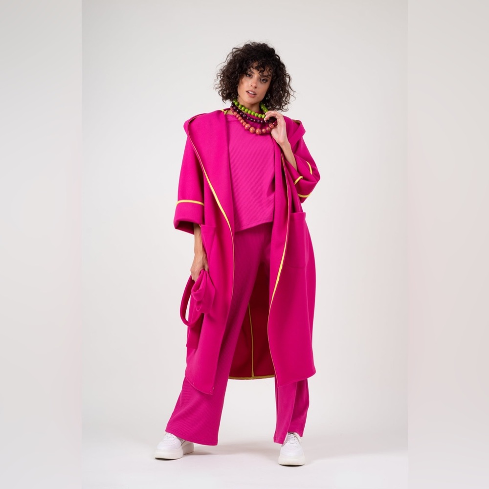 BLUZAT OVERSIZED NEON PINK COAT N111-2